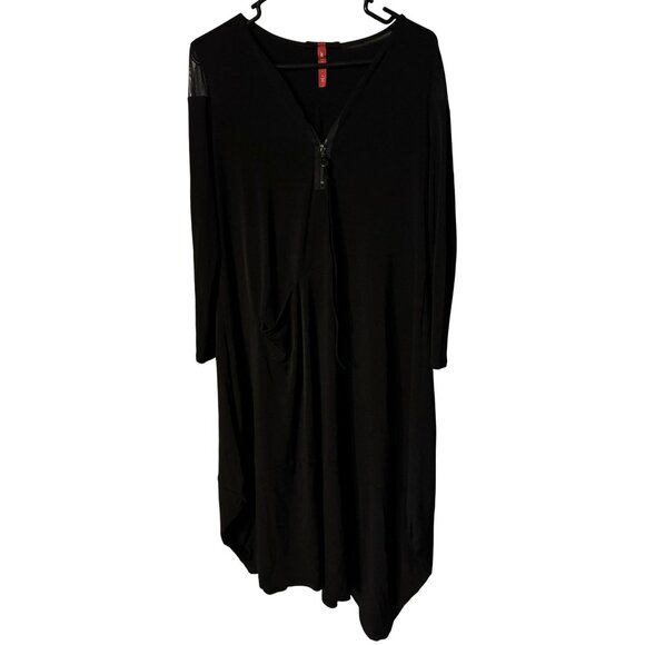Ic By Connie K Black Zip-Front Long Sleeve Dress Size S - Picture 1 of 7